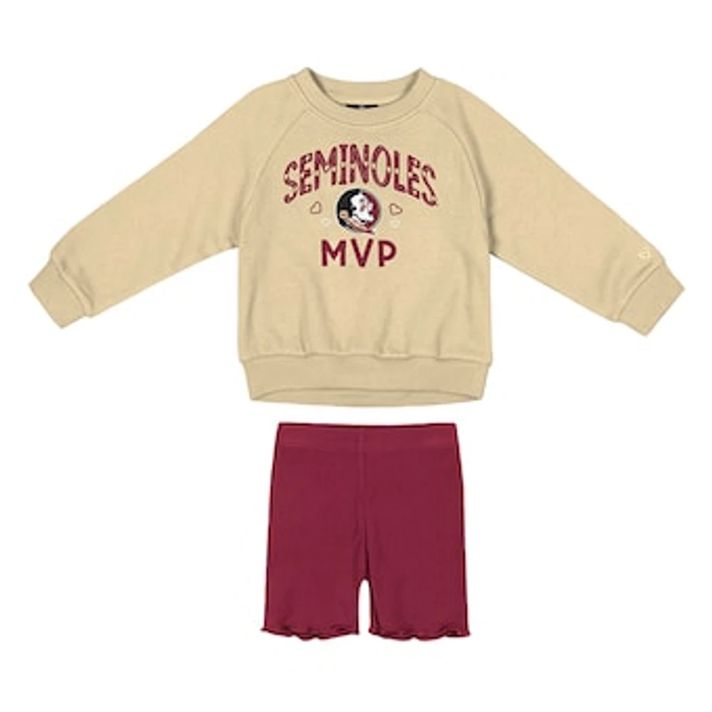 Girls Toddler Colosseum Gold/Garnet Florida State Seminoles Beta Fleece Sweatshirt and Shorts Set