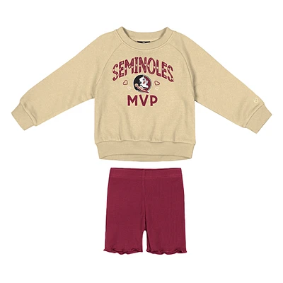 Girls Toddler Colosseum Gold/Garnet Florida State Seminoles Beta Fleece Sweatshirt and Shorts Set
