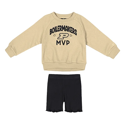 Girls Toddler Colosseum Gold/Black Purdue Boilermakers Beta Fleece Sweatshirt and Shorts Set