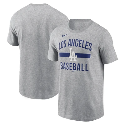 Men's Nike Heather Gray Los Angeles Dodgers Arched T-Shirt