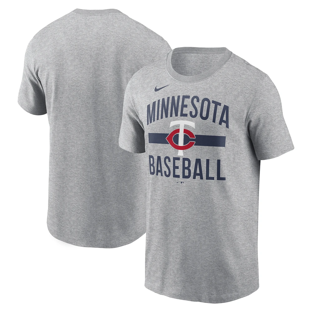 Men's Nike Heather Gray Minnesota Twins Arched T-Shirt