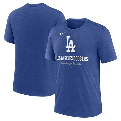 Men's Nike Heather Royal Los Angeles Dodgers Logo Tri-Blend T-Shirt