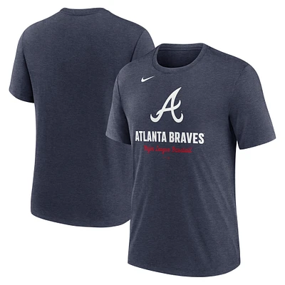 Men's Nike Heather Navy Atlanta Braves Logo Tri-Blend T-Shirt