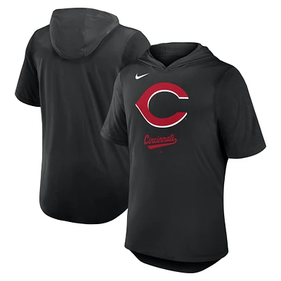 Men's Nike Black Cincinnati Reds Tri-Blend Hoodie T-Shirt