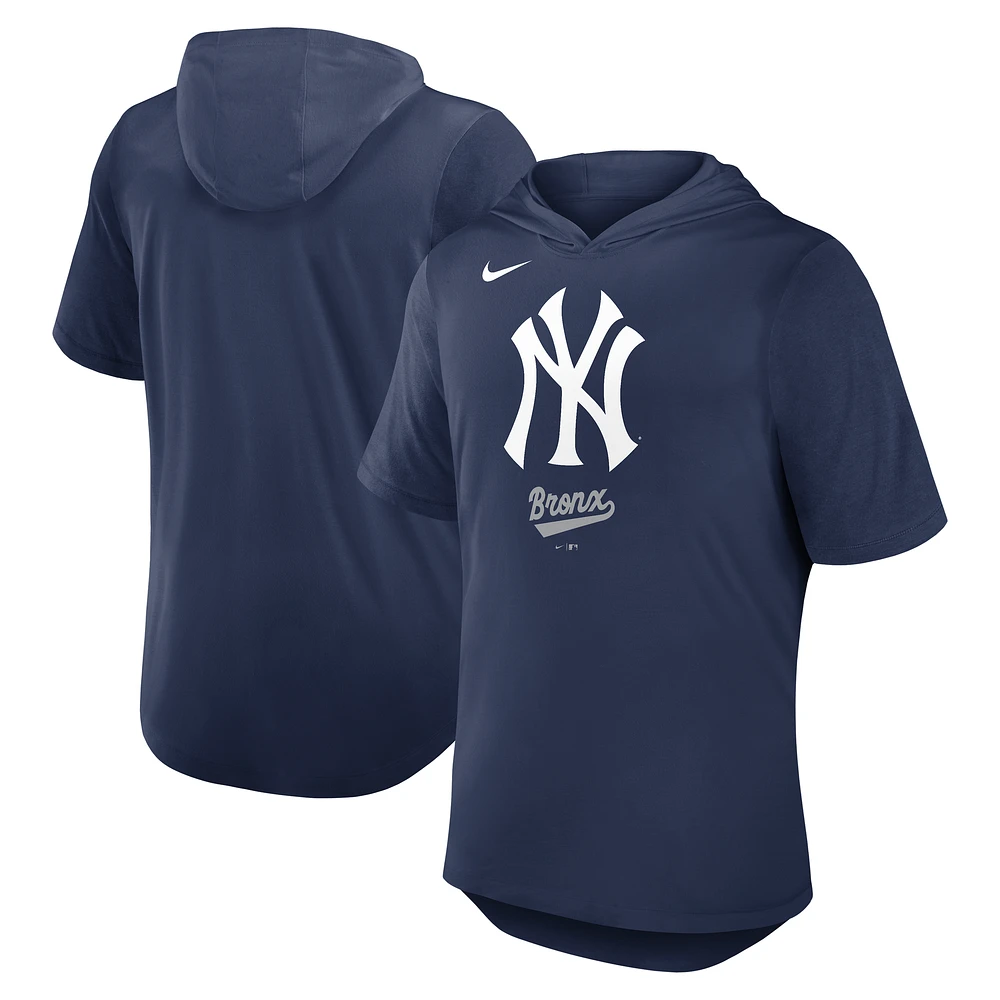Men's Nike Navy New York Yankees Tri-Blend Hoodie T-Shirt