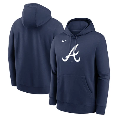 Men's Nike Navy Atlanta Braves Logo Club Fleece Pullover Hoodie