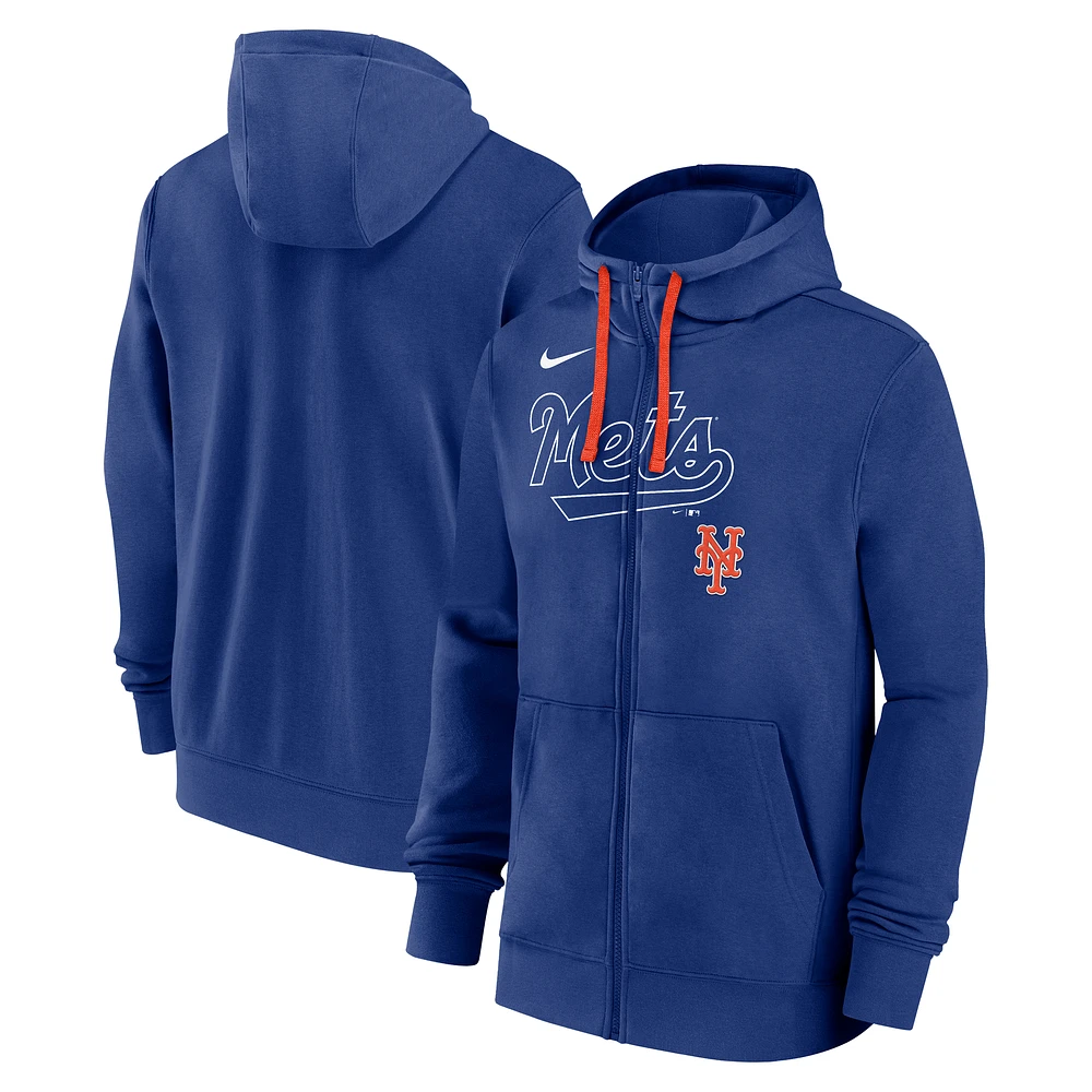 Men's Nike Royal New York Mets Knockout Script Full-Zip Hoodie