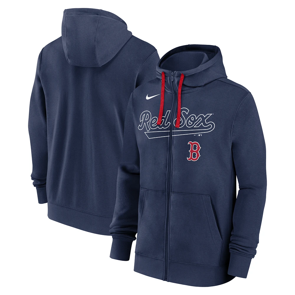 Men's Nike Navy Boston Red Sox Knockout Script Full-Zip Hoodie
