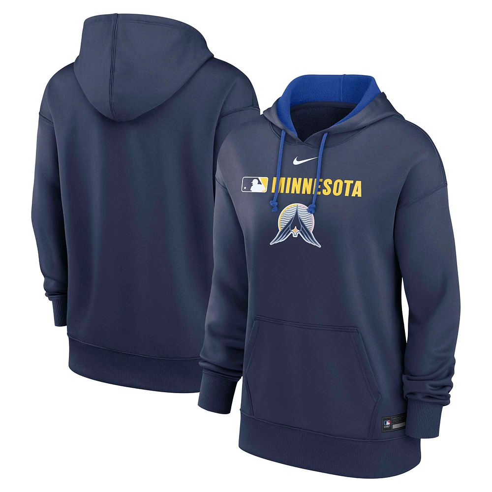 Women's Nike Navy Minnesota Twins Authentic Collection City Connect Performance Pullover Hoodie