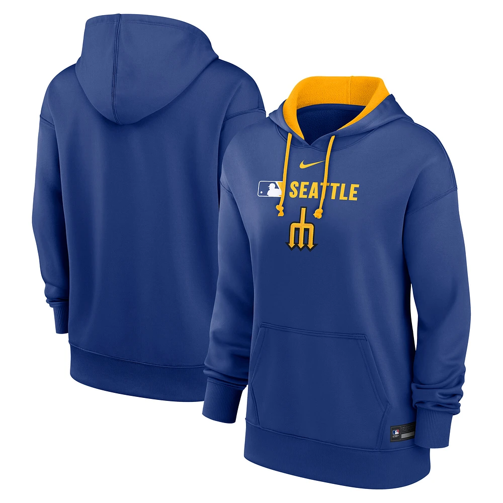 Women's Nike Navy Seattle Mariners Authentic Collection City Connect Performance Pullover Hoodie