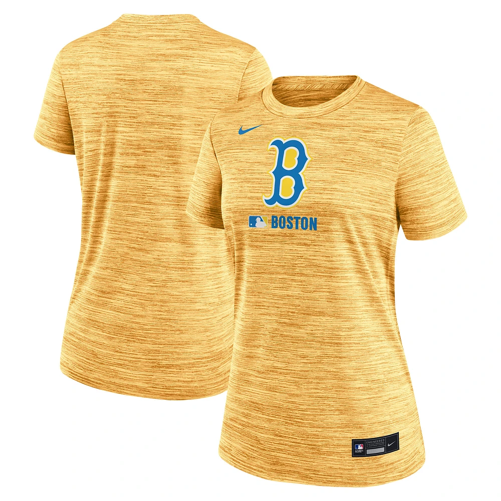 Women's Nike Gold Boston Red Sox City Connect Authentic Collection Velocity Performance T-Shirt