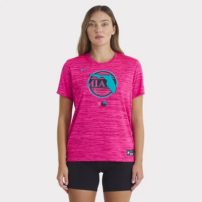 Women's Nike Pink Miami Marlins 2025 City Connect Authentic Collection Velocity Performance T-Shirt