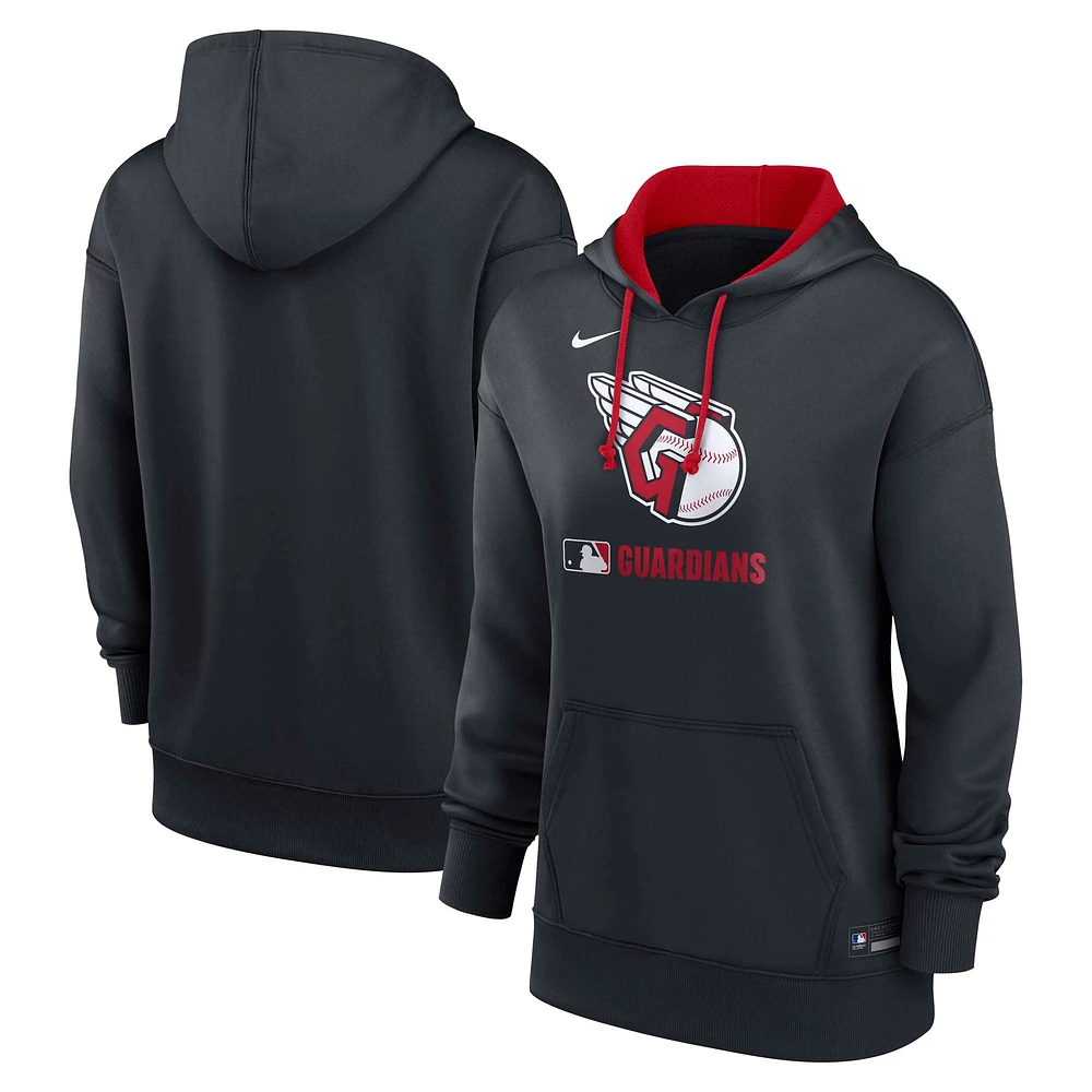 Women's Nike Navy Cleveland Guardians Authentic Collection Performance Pullover Hoodie