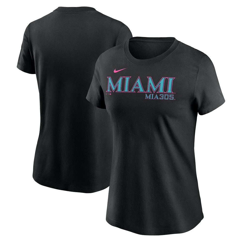 Women's Nike Black Miami Marlins 2025 City Connect Wordmark T-Shirt