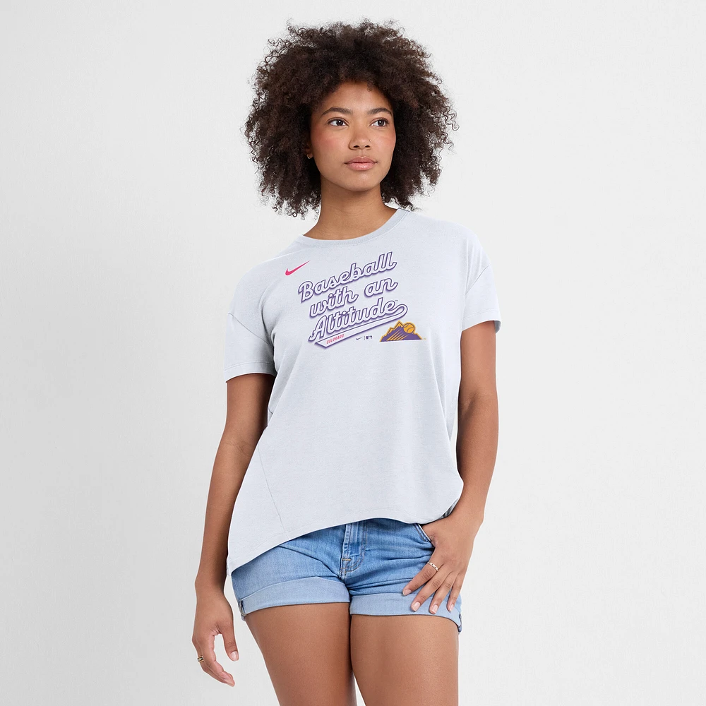 Women's Nike White Colorado Rockies 2025 City Connect Flowy Fashion Tri-Blend Dri-FIT T-Shirt