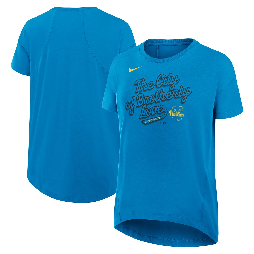 Women's Nike Blue Philadelphia Phillies City Connect Flowy Fashion Tri-Blend Performance T-Shirt
