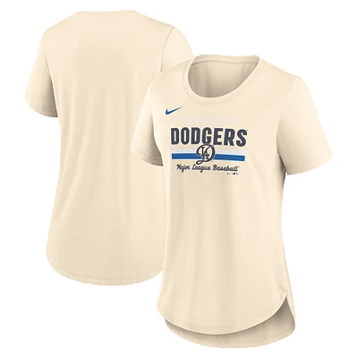 Women's Nike Cream Los Angeles Dodgers City Connect Lockup Tri-Blend T-Shirt