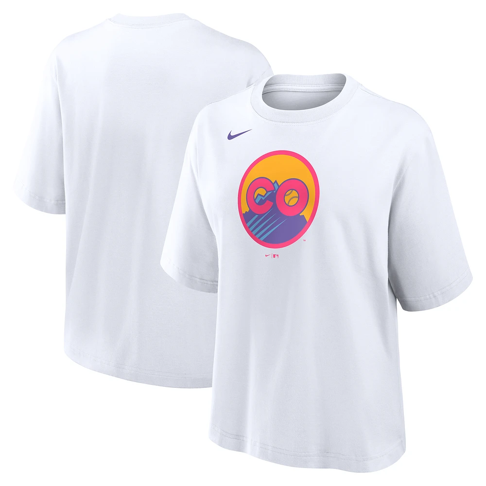 Women's Nike White Colorado Rockies 2025 City Connect Logo Boxy T-Shirt
