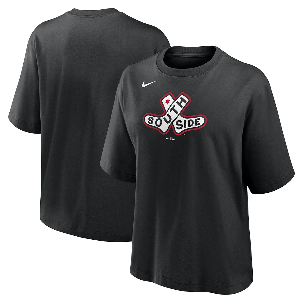 Women's Nike Black Chicago White Sox 2025 City Connect Logo Boxy T-Shirt