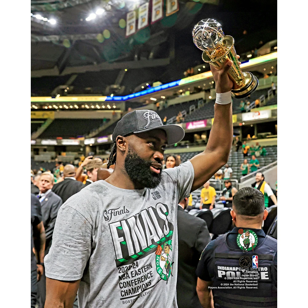 Jaylen Brown Boston Celtics Unsigned 2024 Eastern Conference Finals MVP Trophy Photograph