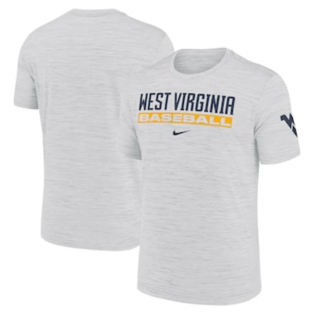 Men's Nike Ash West Virginia Mountaineers Velocity Baseball Wordmark Stack Performance T-Shirt