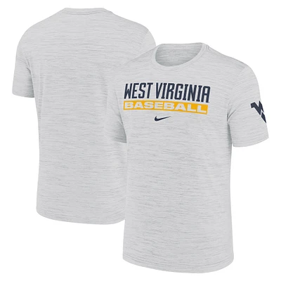 Men's Nike Ash West Virginia Mountaineers Velocity Baseball Wordmark Stack Performance T-Shirt