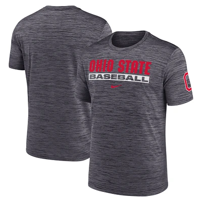 Men's Nike Black Ohio State Buckeyes Velocity Baseball Wordmark Stack Performance T-Shirt