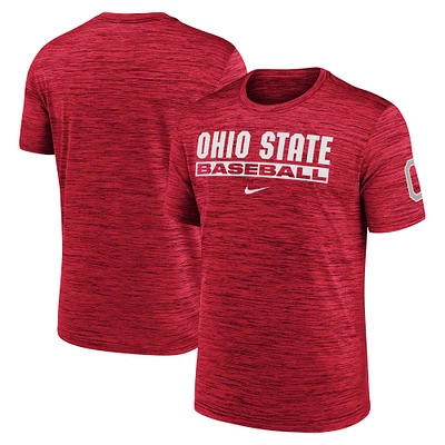 Men's Nike Scarlet Ohio State Buckeyes Velocity Baseball Wordmark Stack Performance T-Shirt