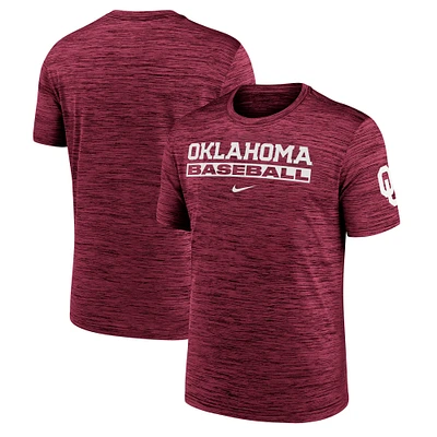 Men's Nike Crimson Oklahoma Sooners Velocity Baseball Wordmark Stack Performance T-Shirt