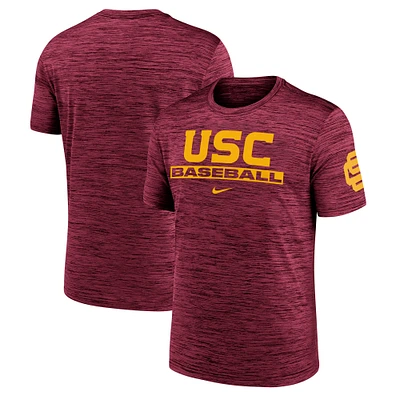 Men's Nike Cardinal USC Trojans Velocity Baseball Wordmark Stack Performance T-Shirt