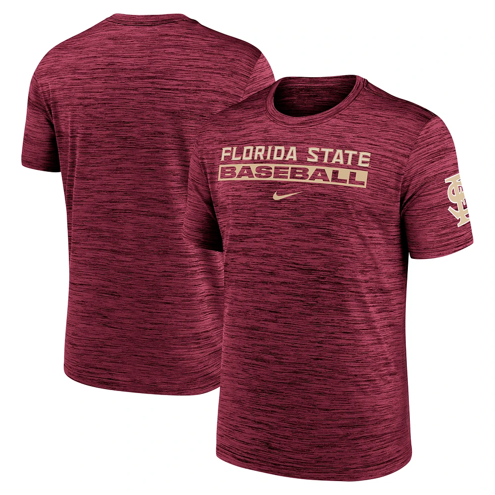 Men's Nike Garnet Florida State Seminoles Velocity Baseball Wordmark Stack Performance T-Shirt