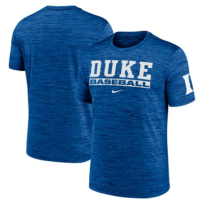 Men's Nike Royal Duke Blue Devils Velocity Baseball Wordmark Stack Performance T-Shirt
