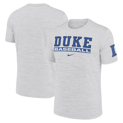 Men's Nike Ash Duke Blue Devils Velocity Baseball Wordmark Stack Performance T-Shirt