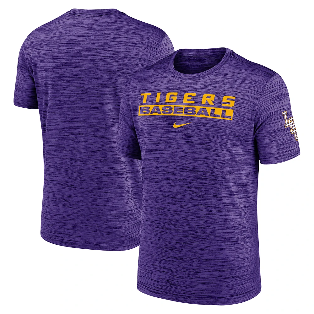 Men's Nike Purple LSU Tigers Velocity Baseball Wordmark Stack Dri-FIT T-Shirt
