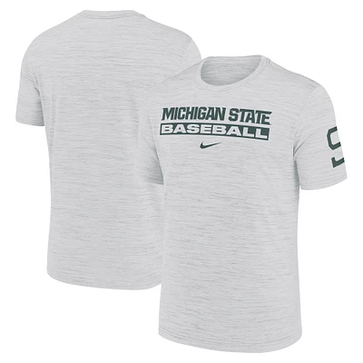 Men's Nike Ash Michigan State Spartans Velocity Baseball Wordmark Stack Performance T-Shirt