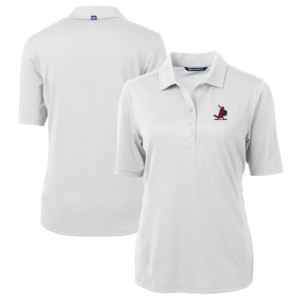 Women's Cutter & Buck White St. Louis Cardinals Cooperstown Collection DryTec Virtue Eco Pique Recycled Polo