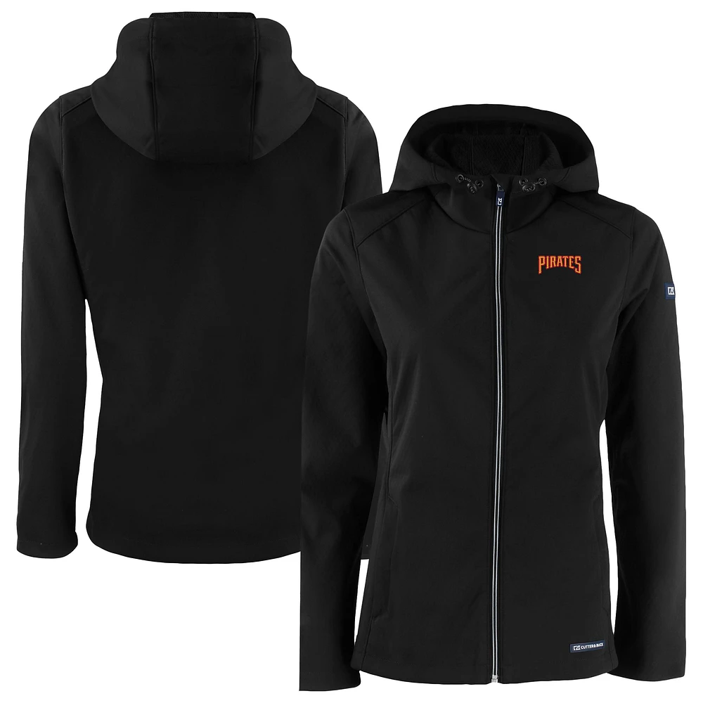 Women's Cutter & Buck Black Pittsburgh Pirates Evoke Eco Softshell Recycled Full-Zip Jacket