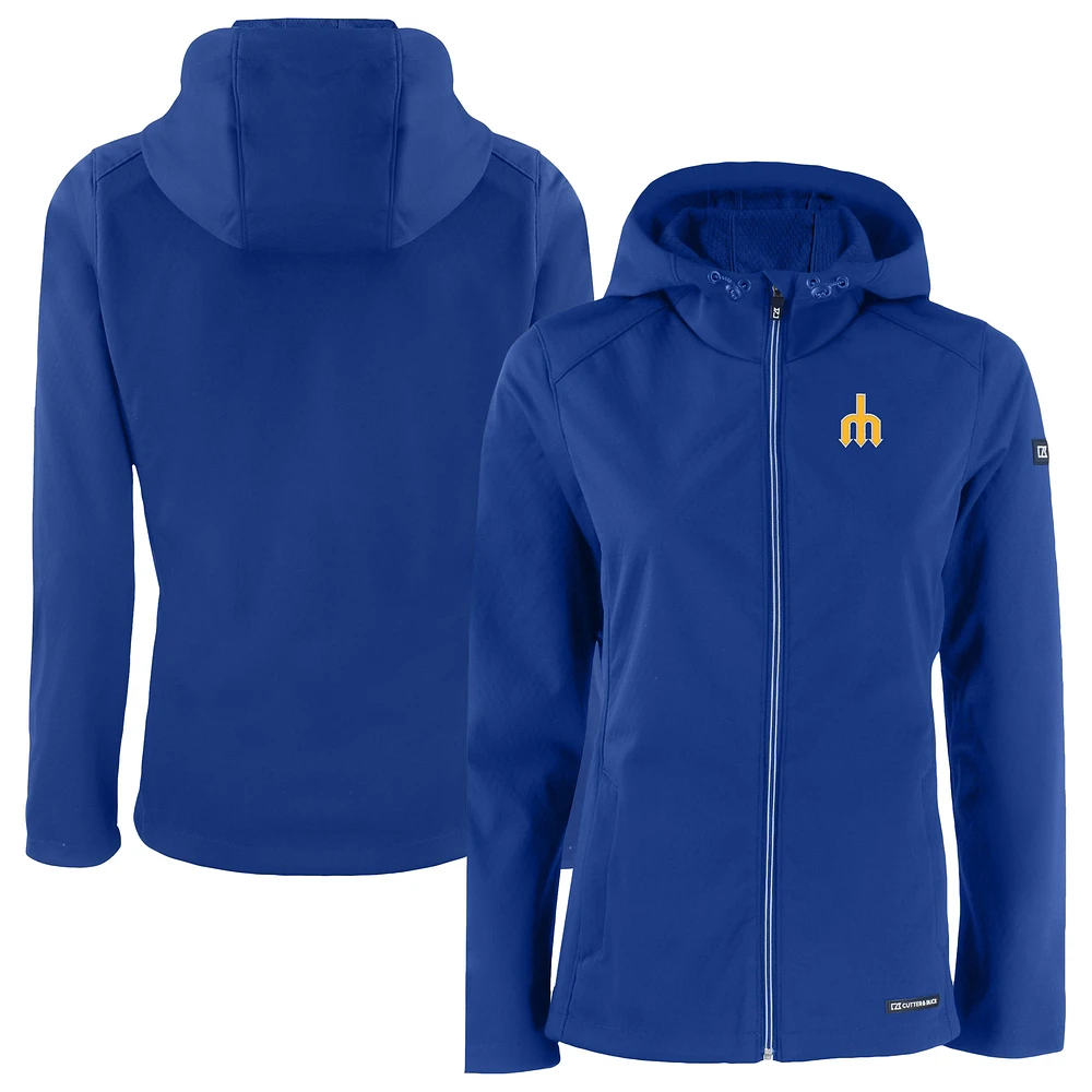 Women's Cutter & Buck Royal Seattle Mariners Evoke Eco Softshell Recycled Full-Zip Jacket