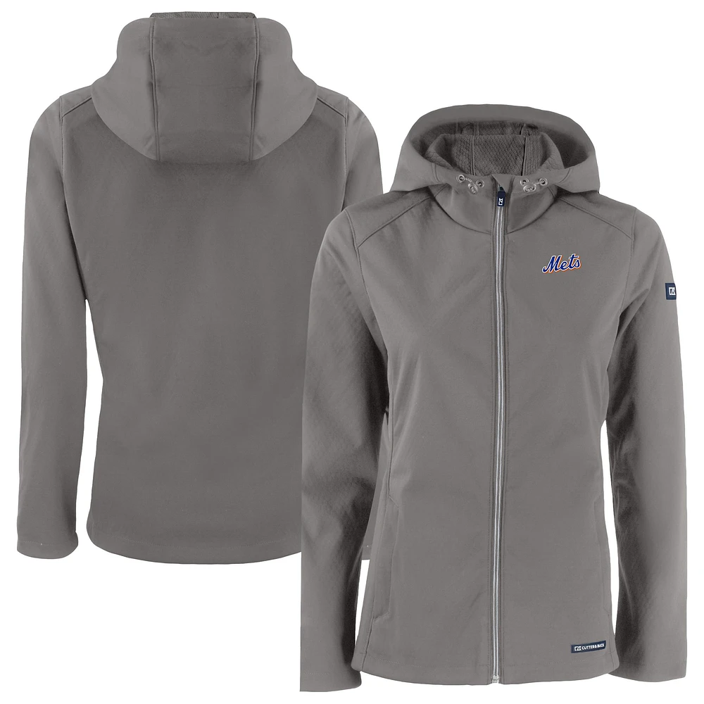 Women's Cutter & Buck Charcoal New York Mets Evoke Eco Softshell Recycled Full-Zip Jacket