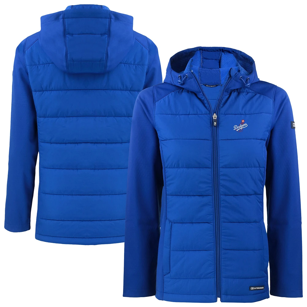 Women's Cutter & Buck Royal Los Angeles Dodgers Evoke Hybrid Eco Softshell Recycled Full-Zip Hoodie Jacket