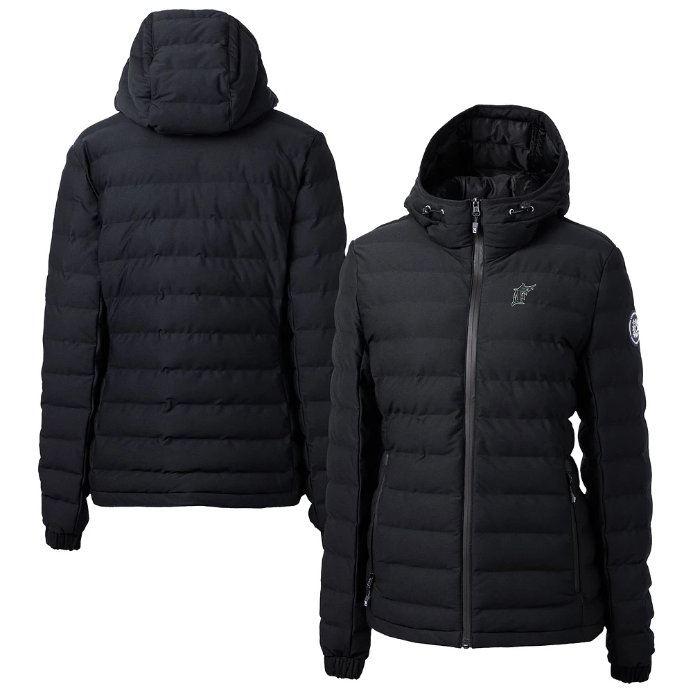 Women's Cutter & Buck Black Florida Marlins Cooperstown Collection Mission Ridge Repreve Eco Insulated Puffer Jacket