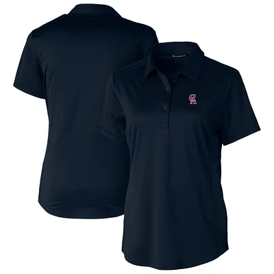 Women's Cutter & Buck Navy California Angels Cooperstown Collection DryTec Prospect Textured Stretch Polo