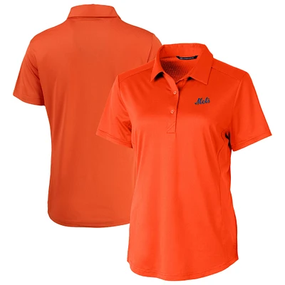 Women's Cutter & Buck Orange New York Mets DryTec Prospect Textured Stretch Polo