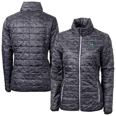 Women's Cutter & Buck Black Athletics Rainier PrimaLoft Eco Insulated Full-Zip Puffer Jacket