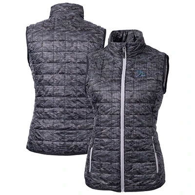 Women's Cutter & Buck Black Tampa Bay Rays Cooperstown Collection Rainier PrimaLoft Eco Insulated Full-Zip Printed Puffer Vest