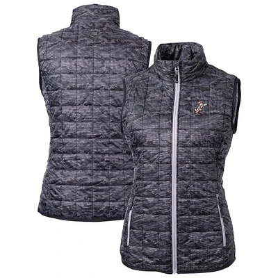 Women's Cutter & Buck Black Cincinnati Reds Cooperstown Collection Rainier PrimaLoft Eco Insulated Full-Zip Printed Puffer Vest