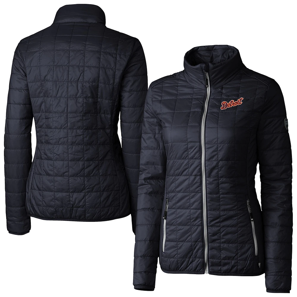 Women's Cutter & Buck Navy Detroit Tigers Rainier PrimaLoft Eco Insulated Full-Zip Puffer Jacket