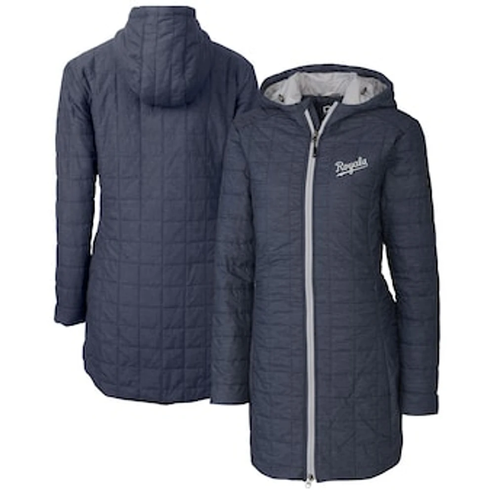 Women's Cutter & Buck Anthracite Kansas City Royals Rainier Primaloft Eco Insulated Hooded Full-Zip Long Coat