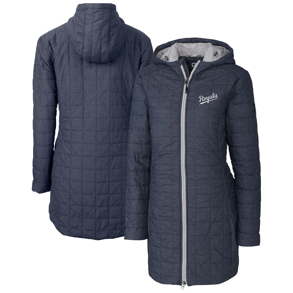 Women's Cutter & Buck Anthracite Kansas City Royals Rainier Primaloft Eco Insulated Hooded Full-Zip Long Coat