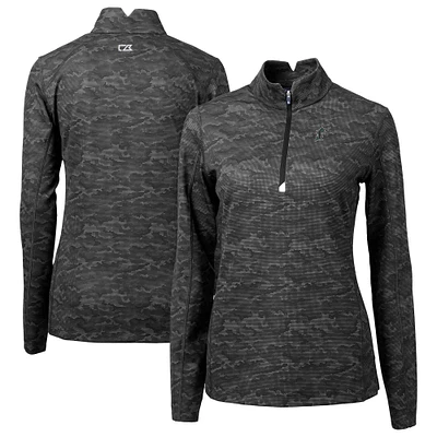 Women's Cutter & Buck Florida Marlins Cooperstown Collection Traverse Camo Print Stretch Quarter-Zip Top
